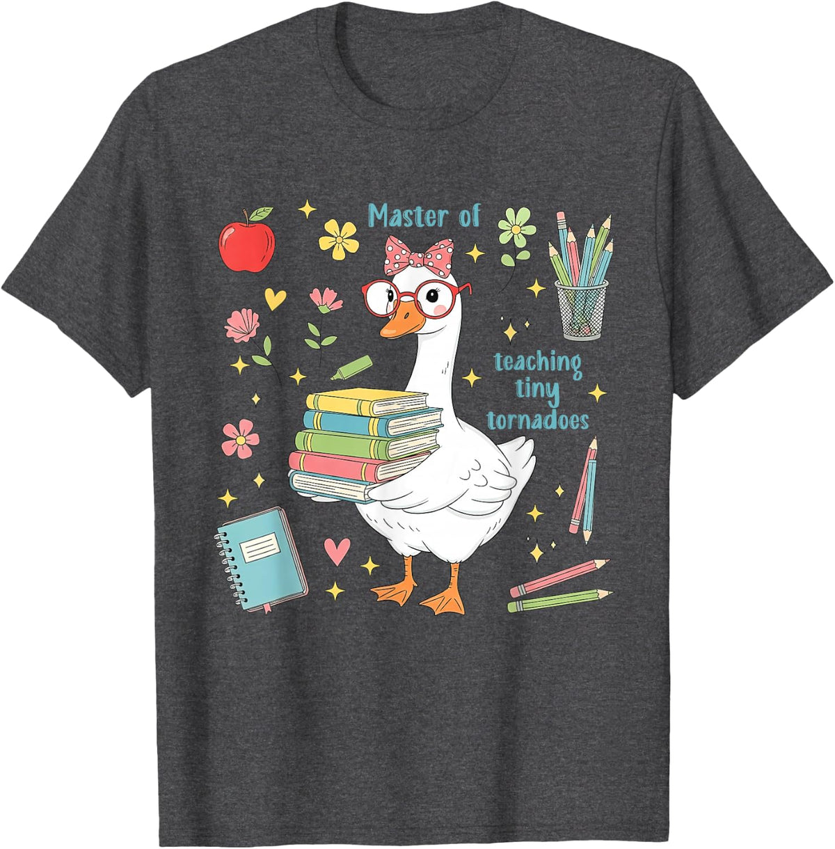 Master of Teaching Tiny Tornadoes Silly-Goose Teacher Life T-Shirt - Dark Heather Grey