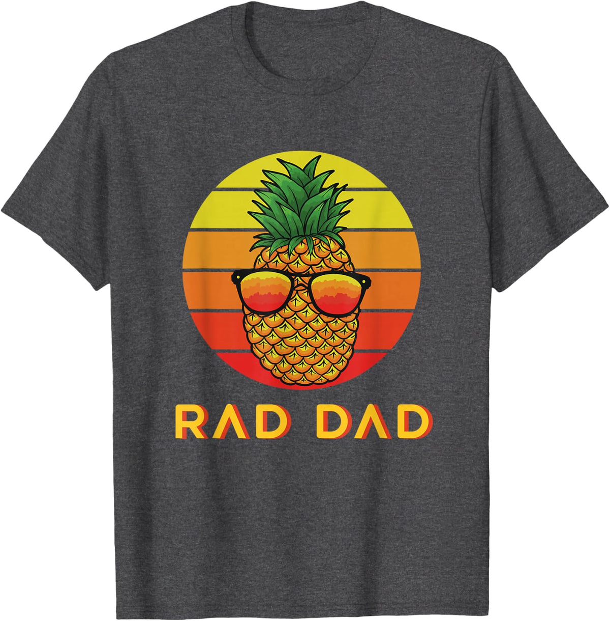 RAD DAD Pineapple Retro Sunset Fathers Day T-Shirt - Dark Heather Grey