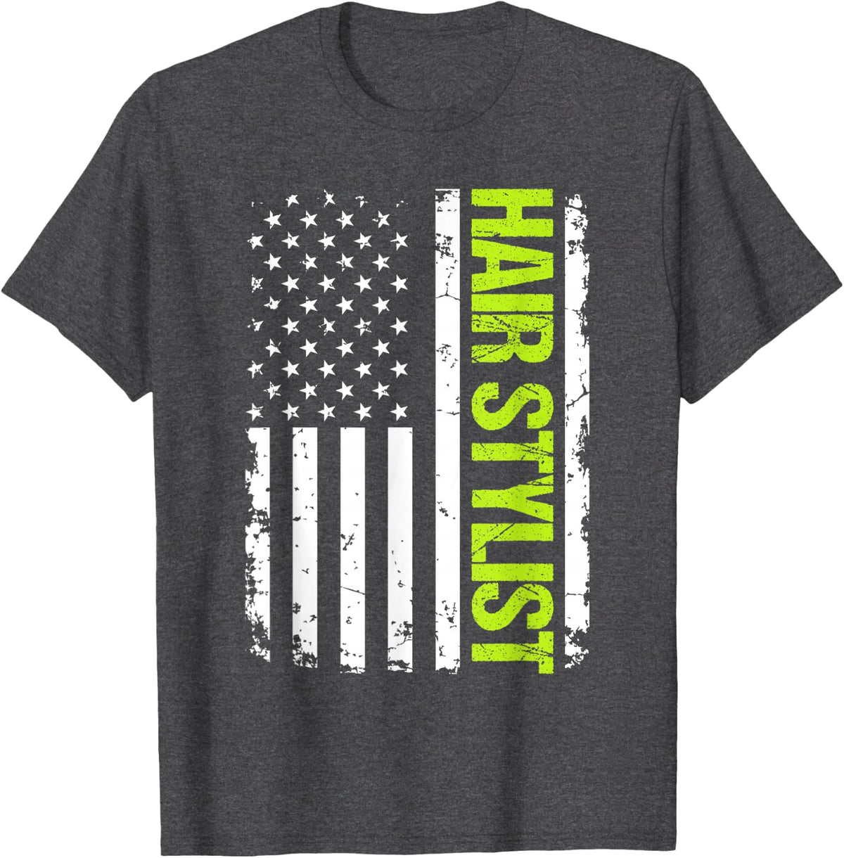 Hair Stylist USA Flag T-Shirt - Dark Heather Grey