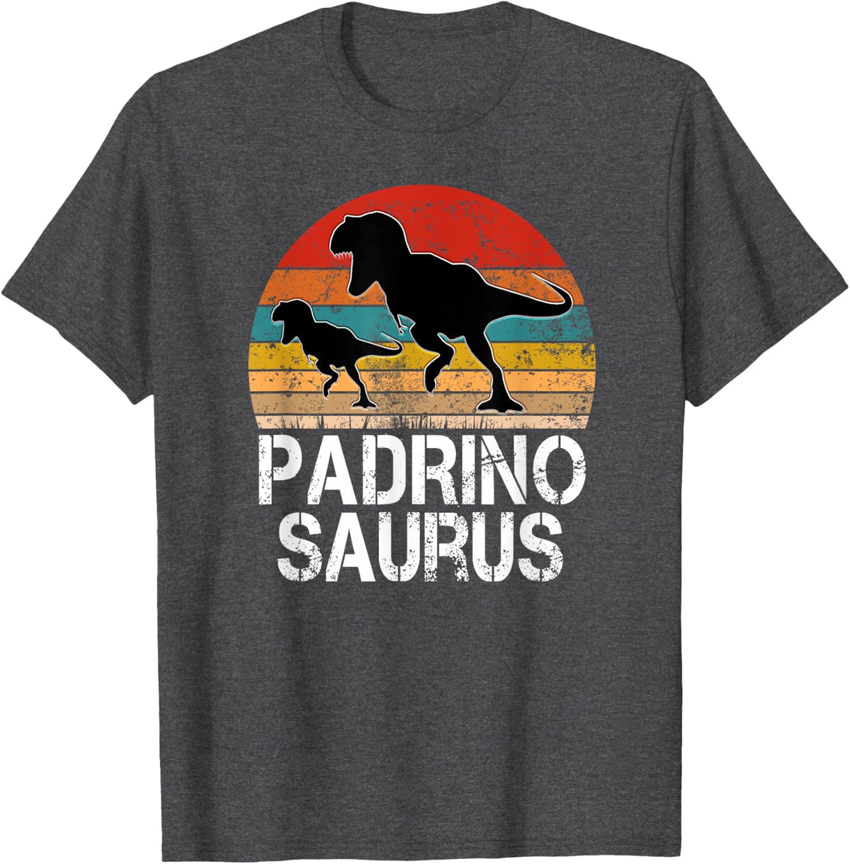 Padrinosaurus Spanish Godfather Funny Dinosaur T-Shirt - Dark Heather Grey