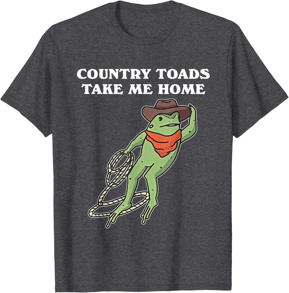 Country Toads Take Me Home Cowboy Frog Funny Western T-Shirt - Dark Heather Grey