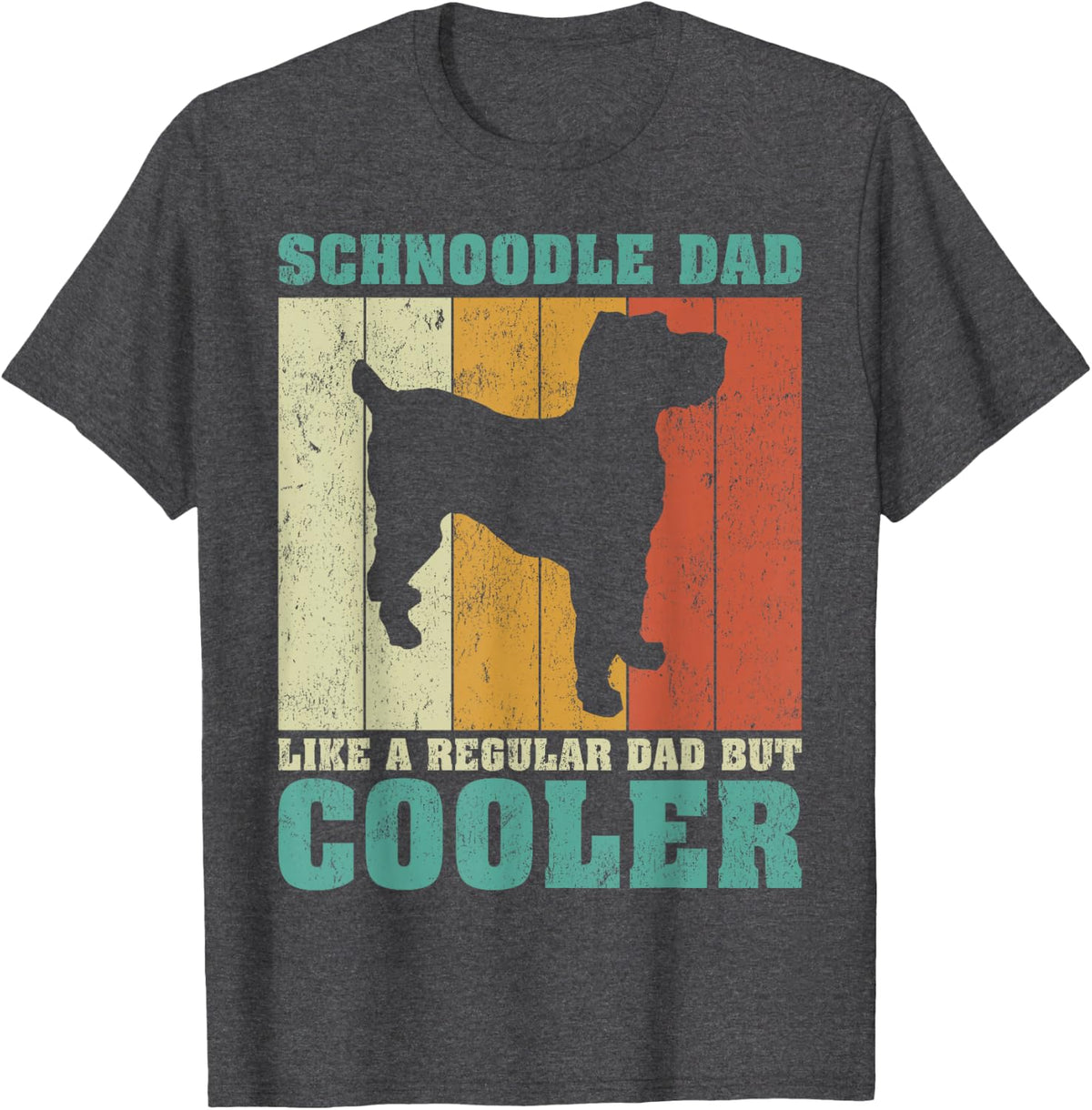 Vintage Retro Schnoodle Dad Like A Regular Dad Father's Day T-Shirt - Dark Heather Grey