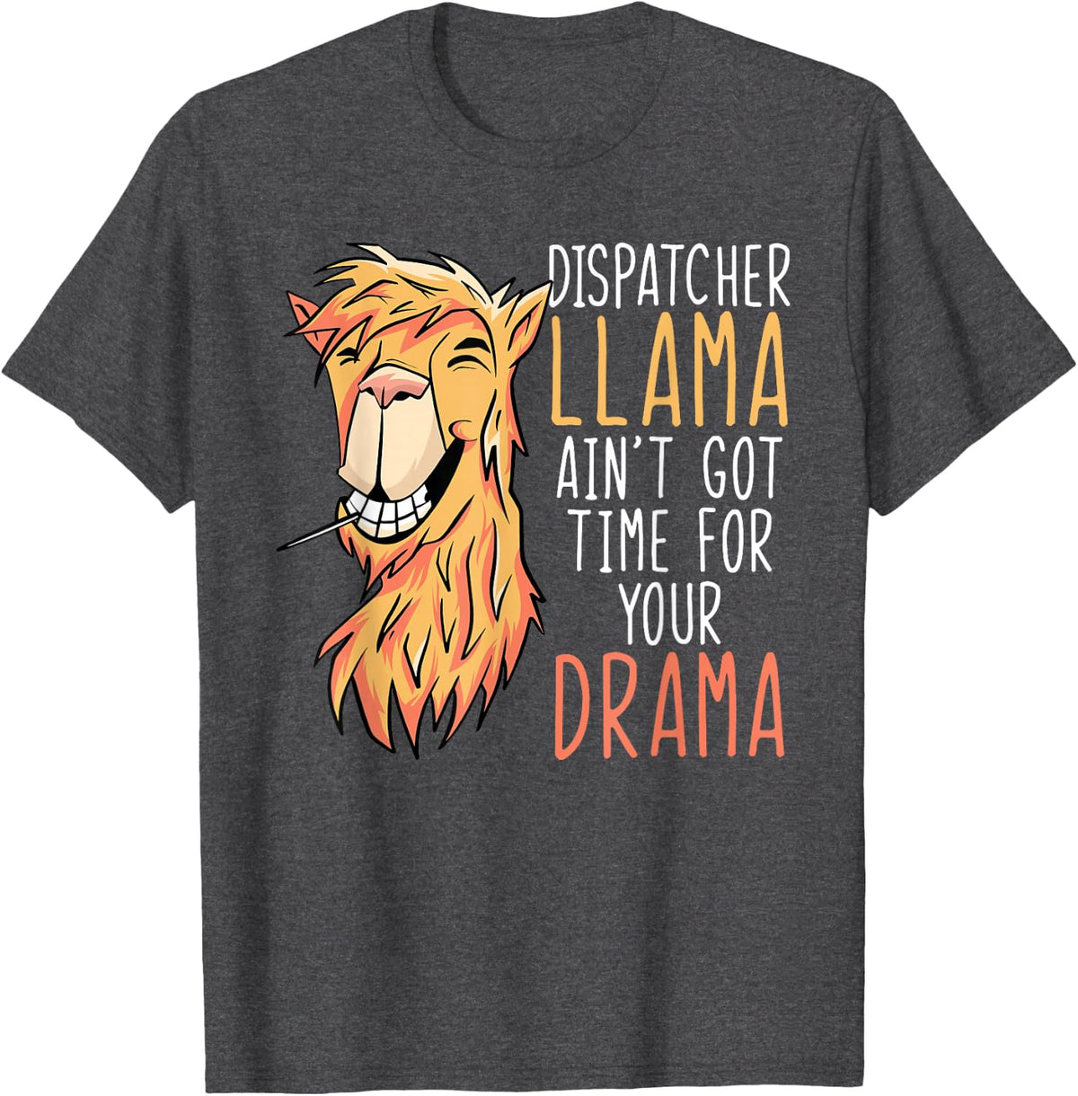 Dispatcher Llama Dispatch Operator First-Responder T-Shirt - Dark Heather Grey