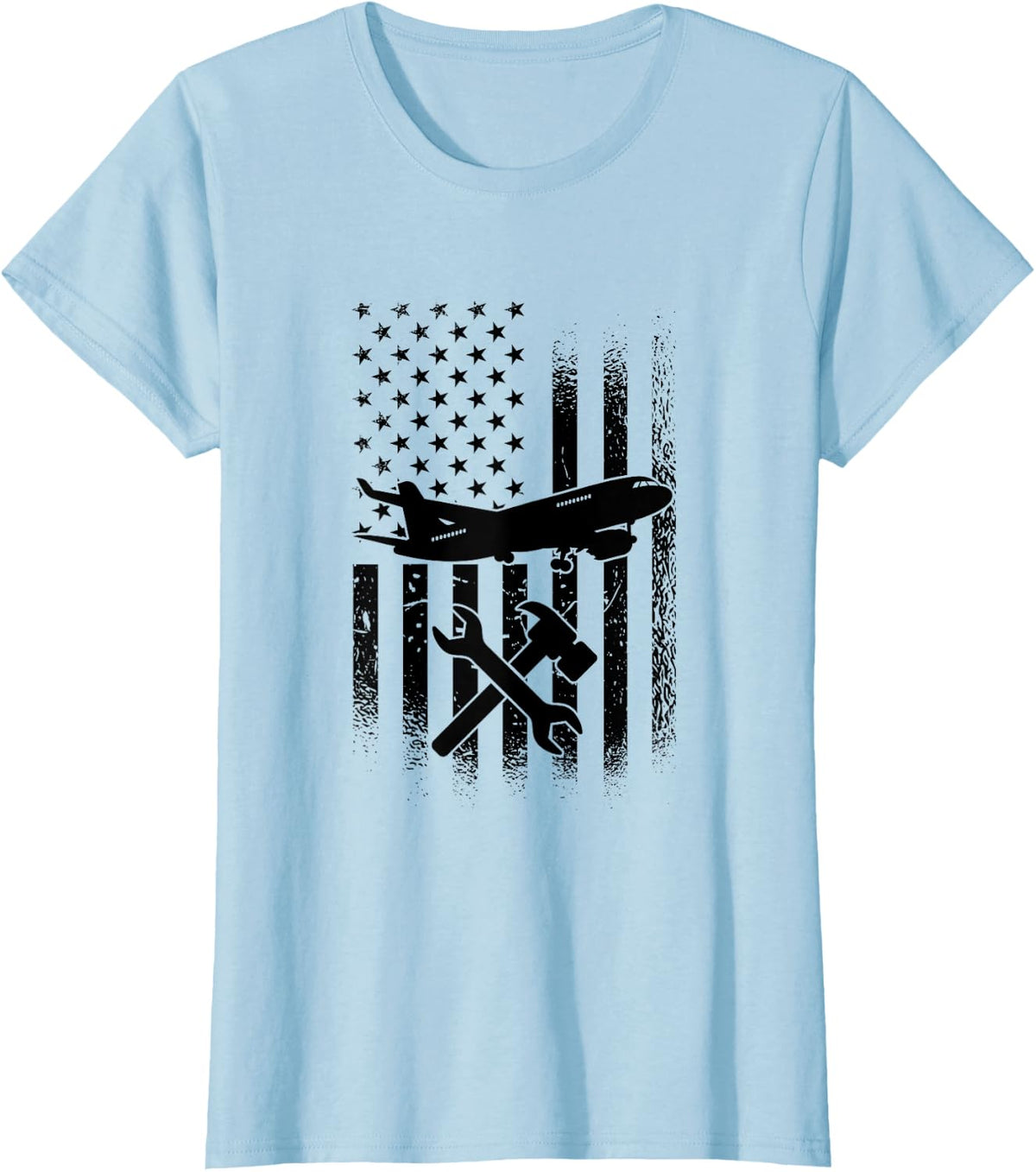 American Aircraft Technician, Airplane Mechanic T-Shirt - Baby Blue