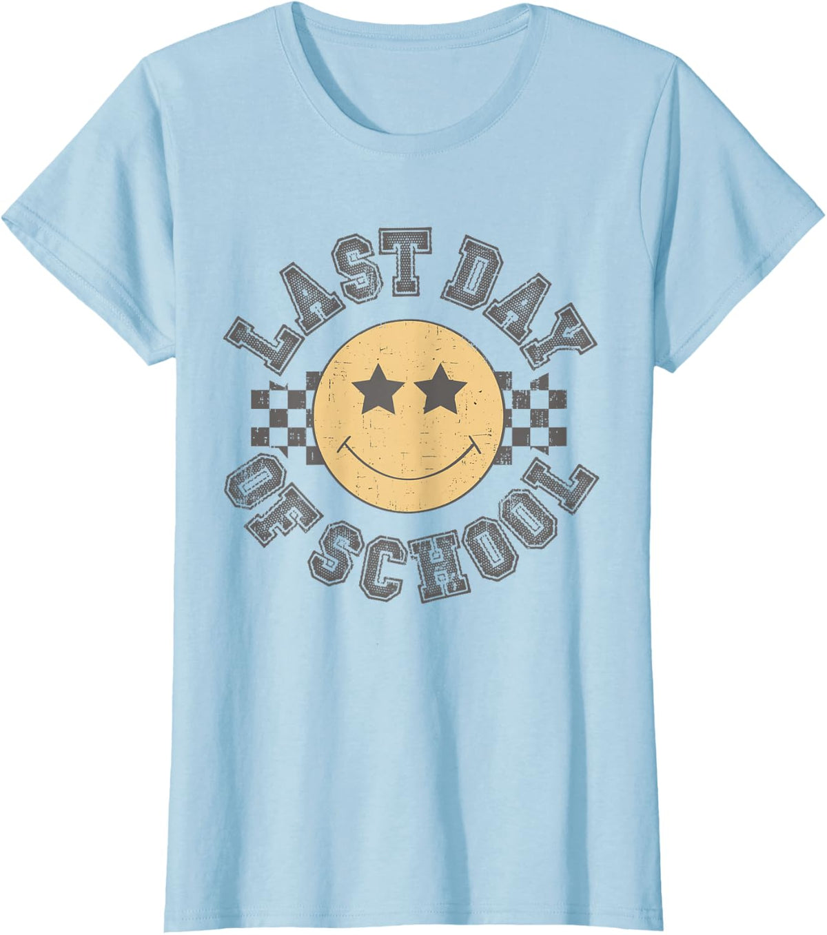 Retro Groovy Last Day of School Teacher End of The Year Girl T-Shirt - Baby Blue