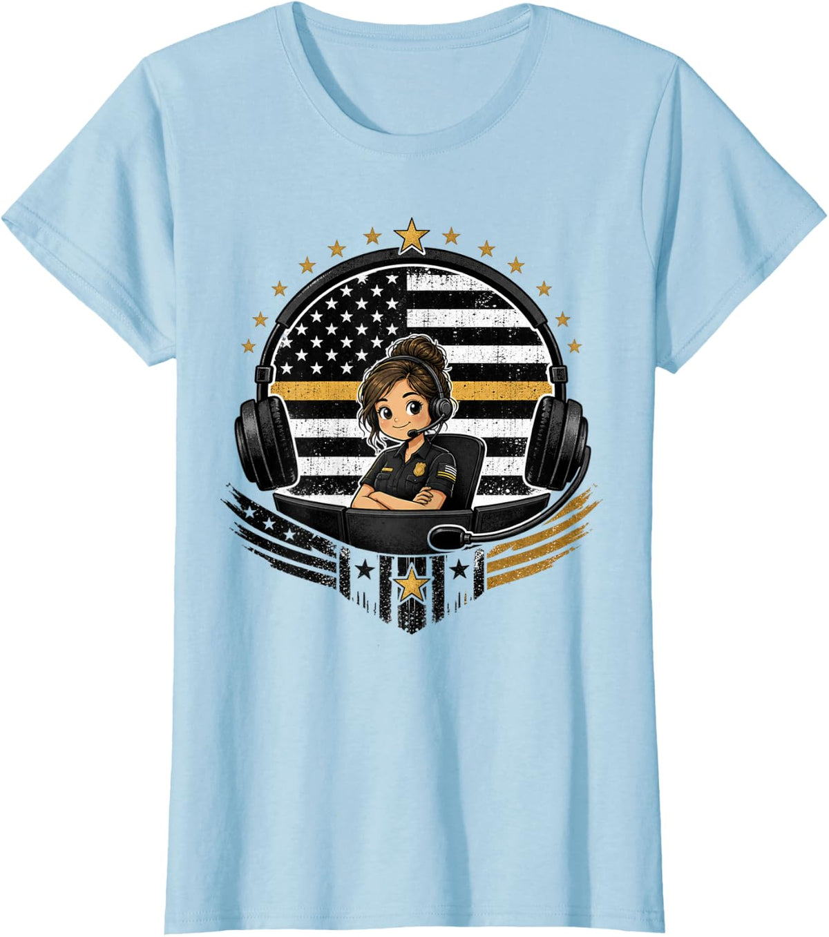 Pride 911 Dispatcher First Responder Tee T-Shirt - Baby Blue
