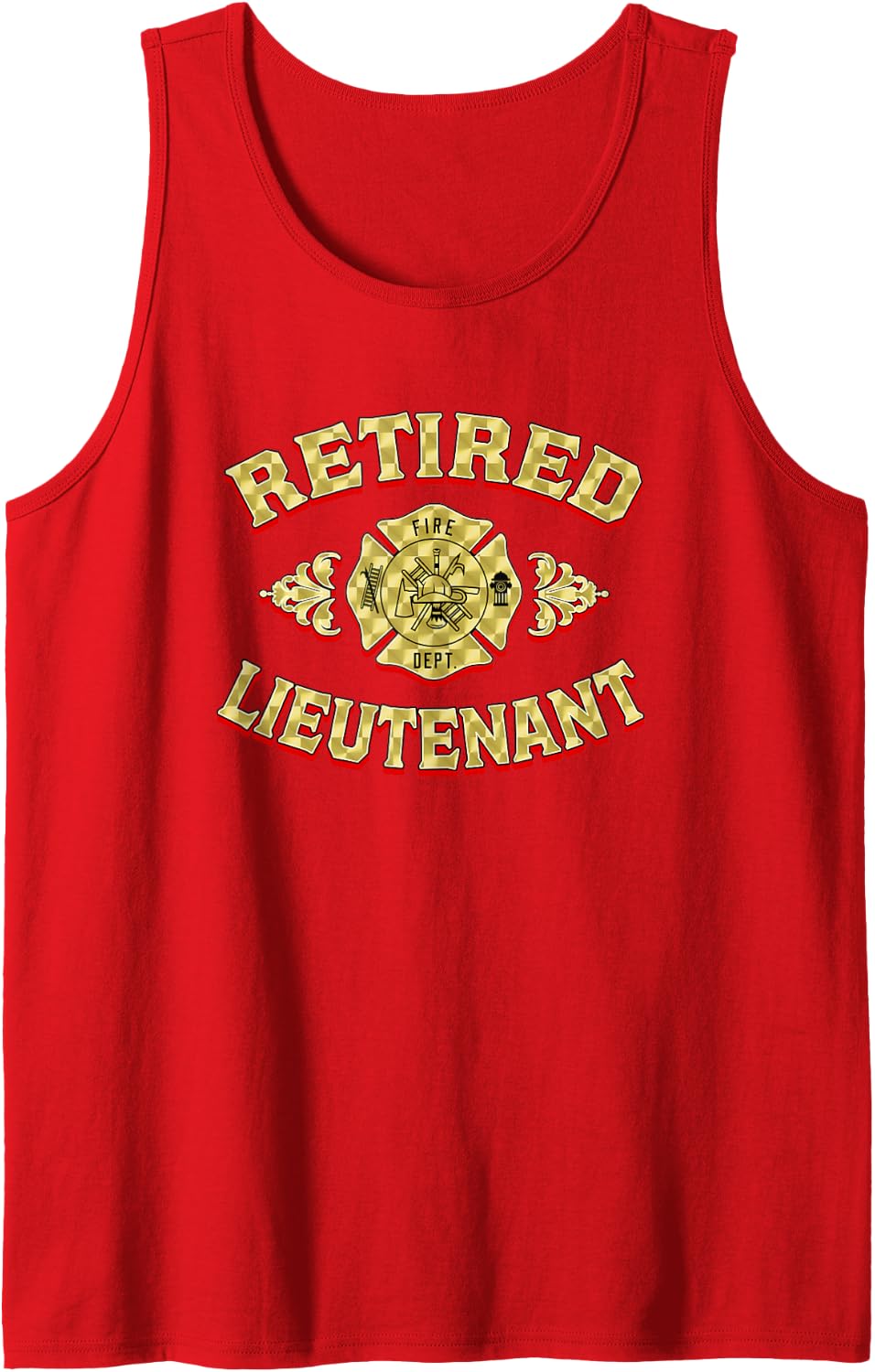 Retired Fire Lieutenant Gifts for Firefighter Retirement Gag Sleeveless Tank Top - Red
