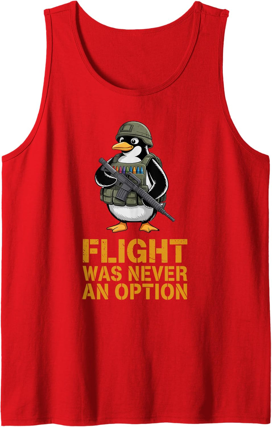 Cute Flight was Never an Option Military SFMF Penguin Sleeveless Tank Top - Red