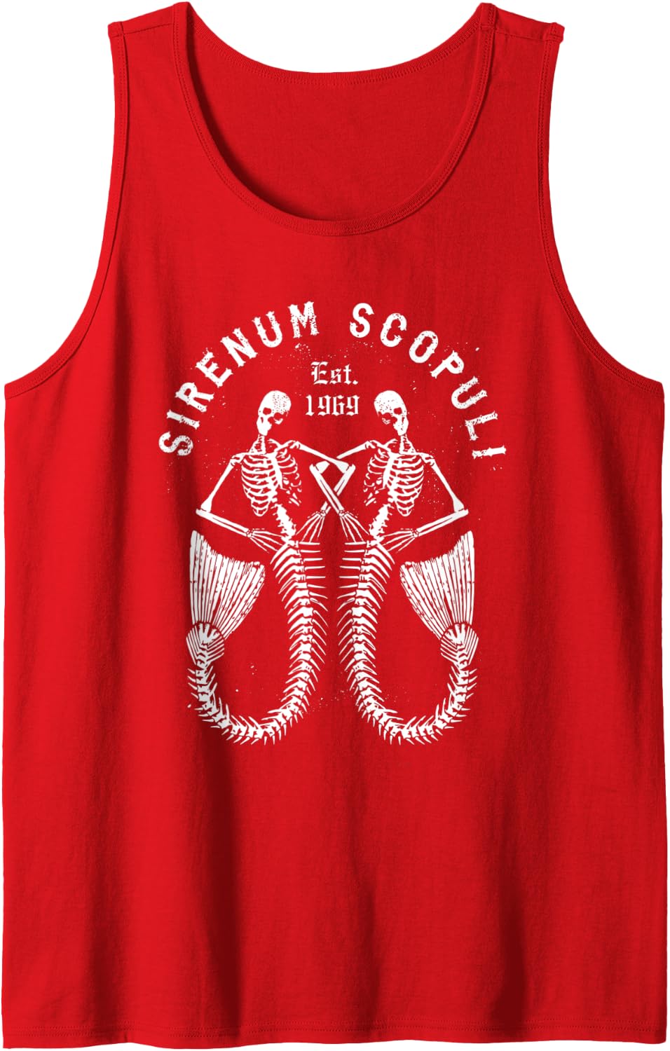 Goth Punk Siren Mermaid Skeleton Sirenum Scopuli Skull Tank Top - Red