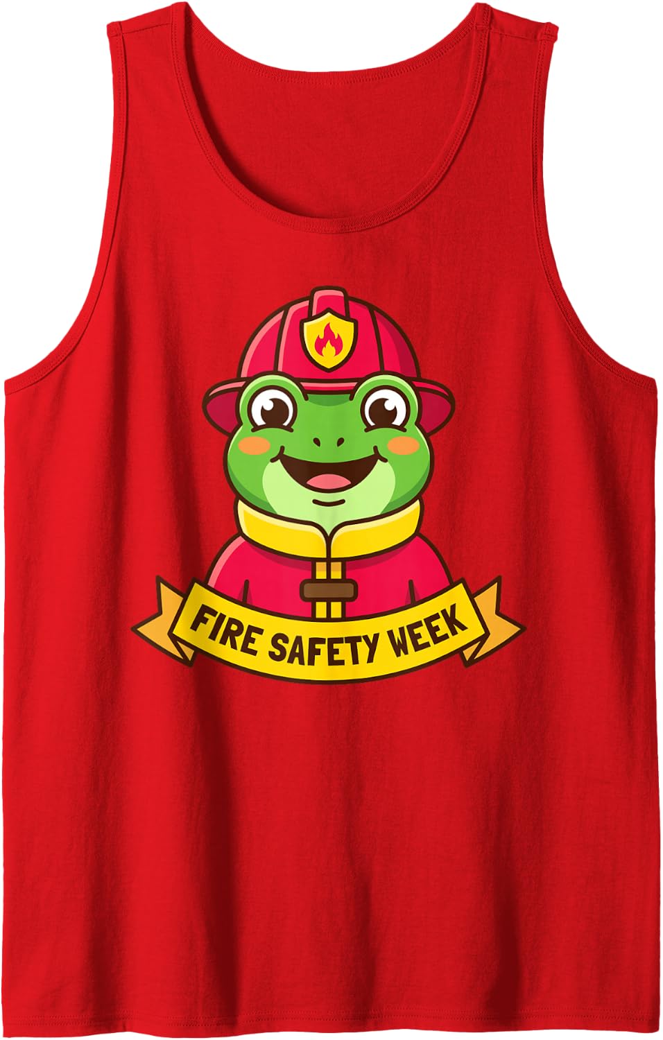 Cute Frog Firefighter Fire Safety Week Awareness Sleeveless Tank Top - Red