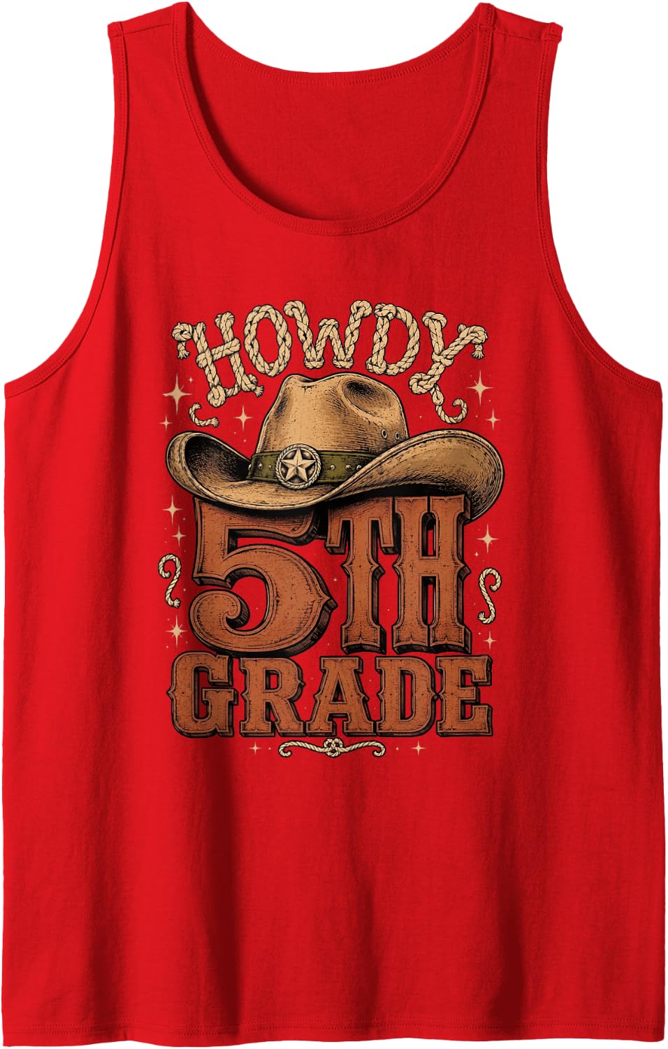 Western Cowboy Teacher Howdy 5th Grade Sleeveless Tank Top - Red