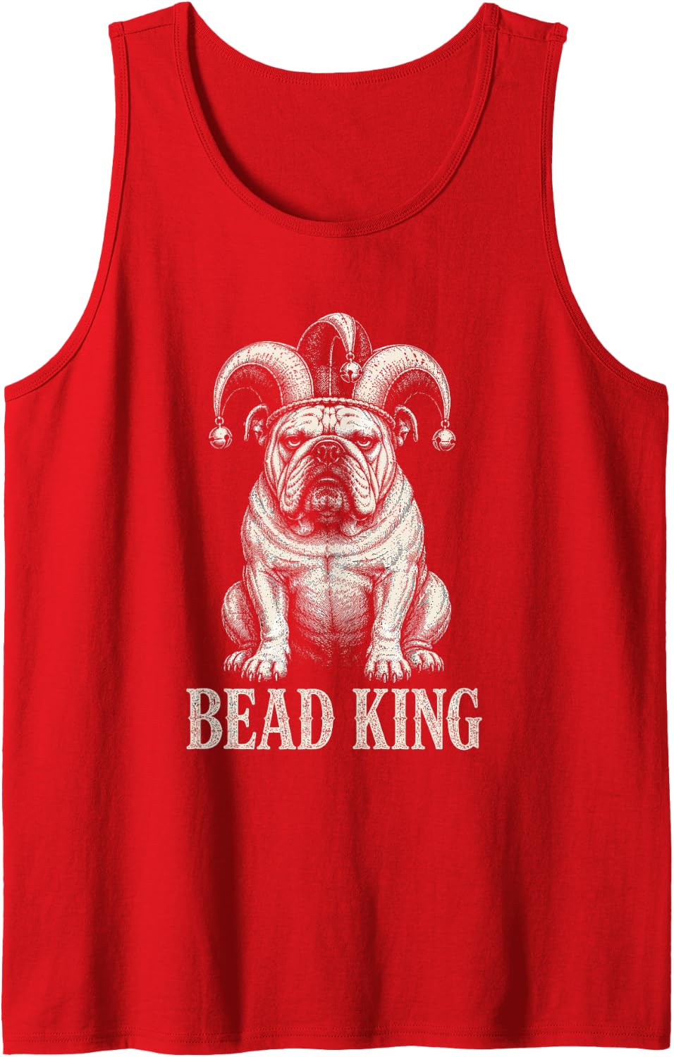 Bead King Funny Bulldog Jester Dog Meme Tank Top - Red