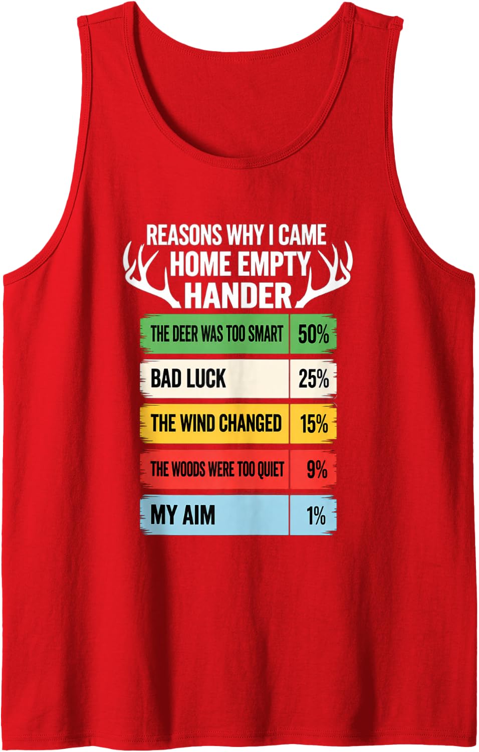 Funny Deer Hunting for Dad, Deer Hunting Excuses, Hunter Sleeveless Tank Top - Red