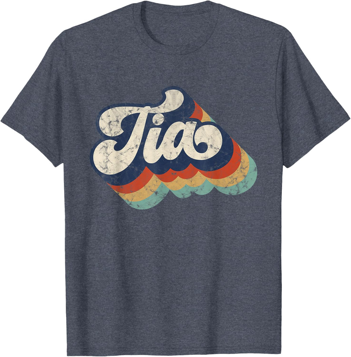Best Tia Ever Shirt for Auntie Cute Retro Mothers Day Tees T Shirts Women - Heather Blue