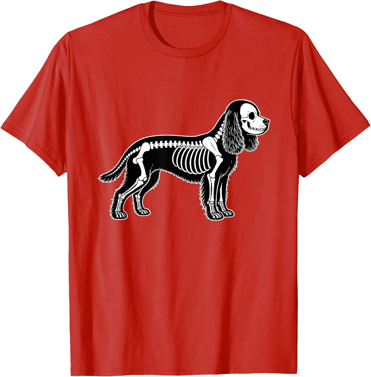 Cocker Spaniel Skeleton Halloween Costume Dog Lover T-Shirt - Red