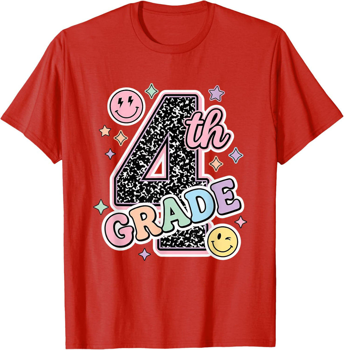 4TH Grade Back to School Retro Elementary Student T-Shirt - Red