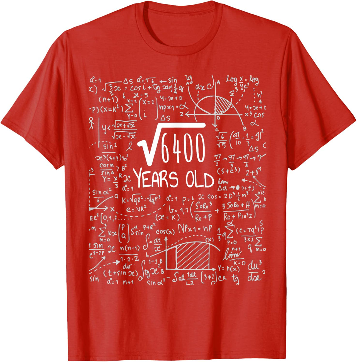 Square root of 6400: 80 years old - 80th birthday T-Shirt - Red