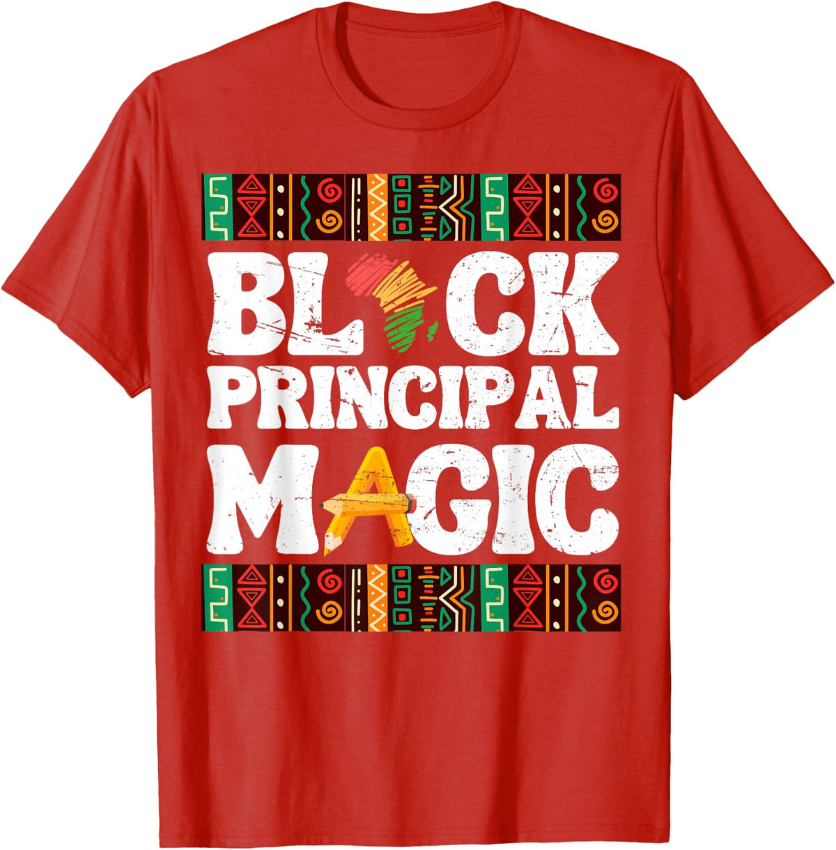 Black Principal Magic African American Black History Month T-Shirt - Red