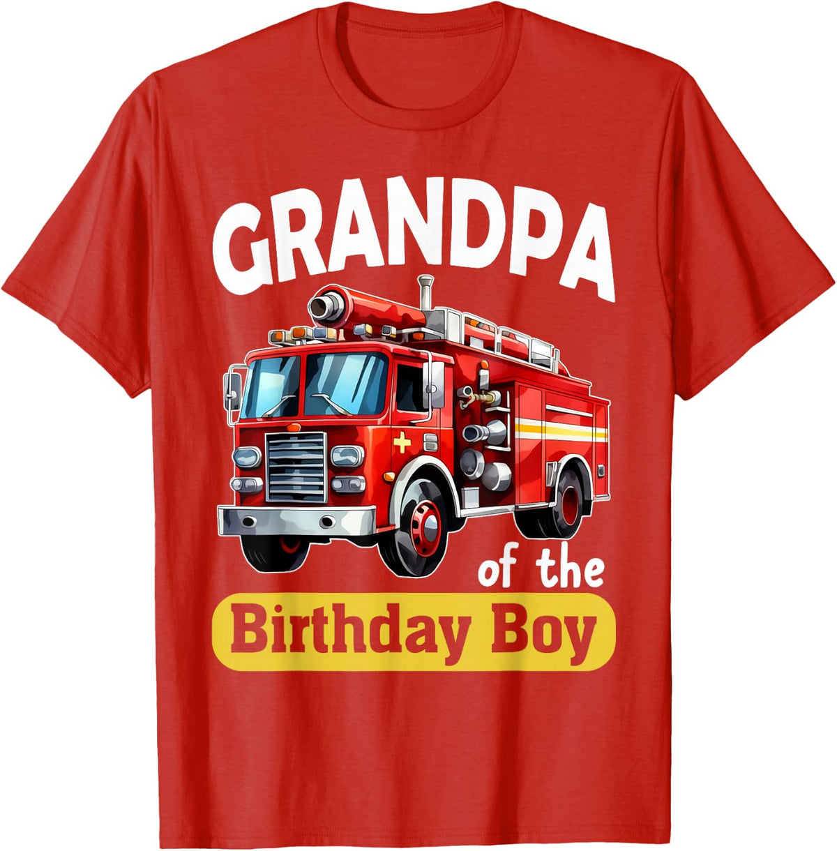 Grandpa of the Birthday Boy Fire Truck Firefighter Bday T-Shirt - Red