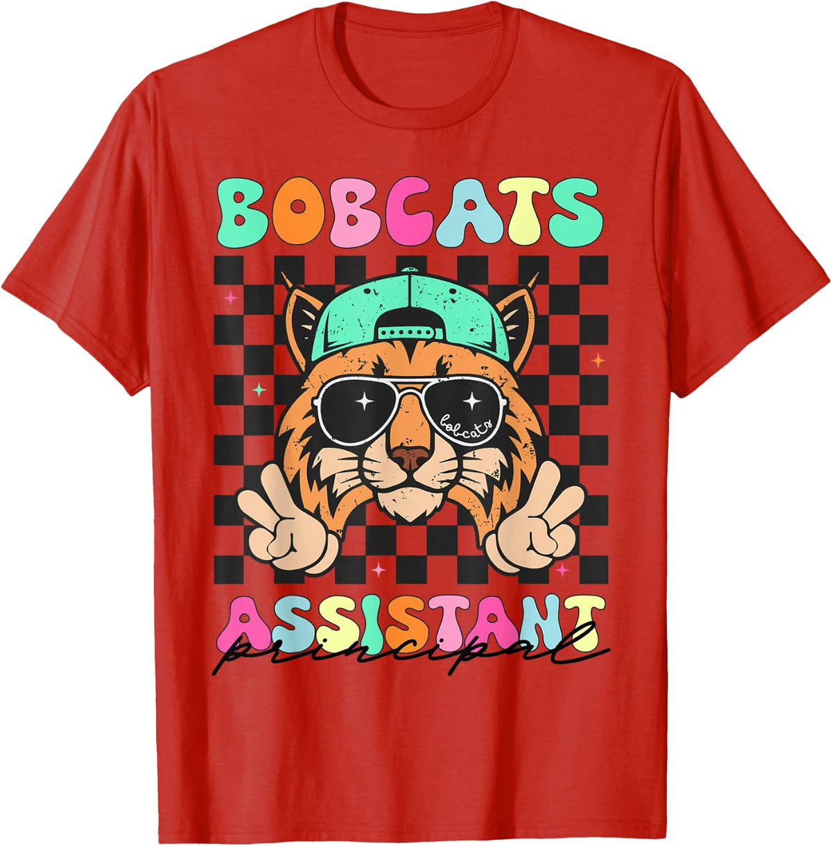 Bobcats School Assistant Principal Appreciation Women Cute T-Shirt - Red
