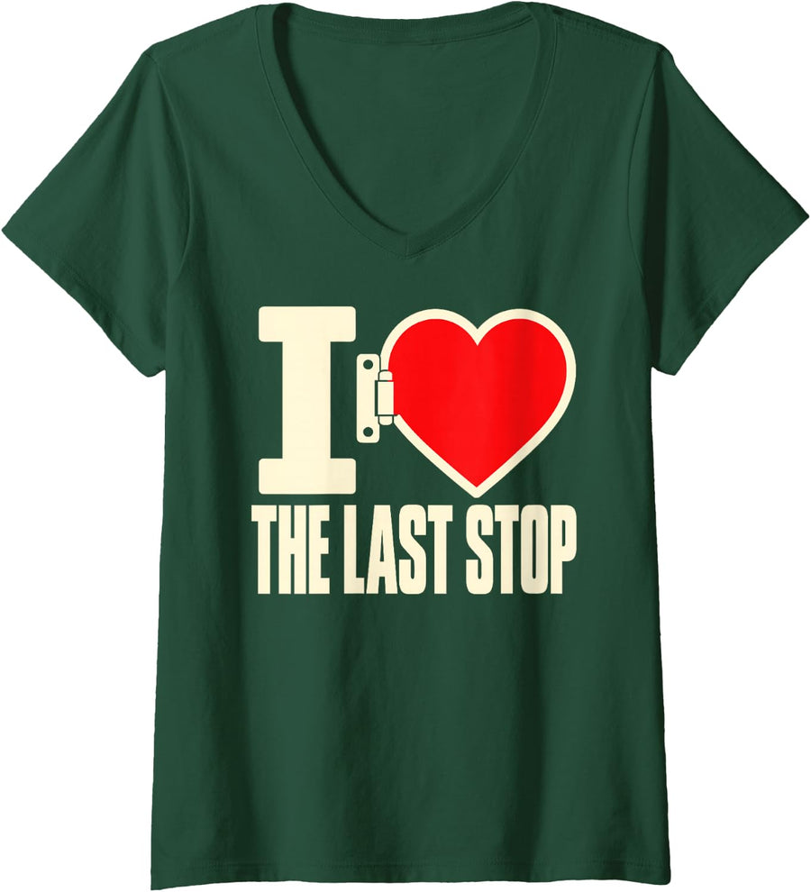 Women's School Bus Driver The Last Stop Funny Humor Men V-Neck T-Shirt - Dark Green