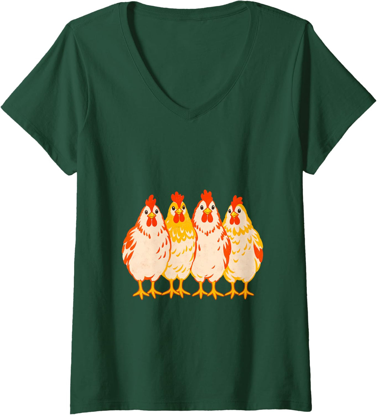 Women's Chicken Keeper Retro Hens Farm Life Vintage V-Neck T-Shirt - Dark Green