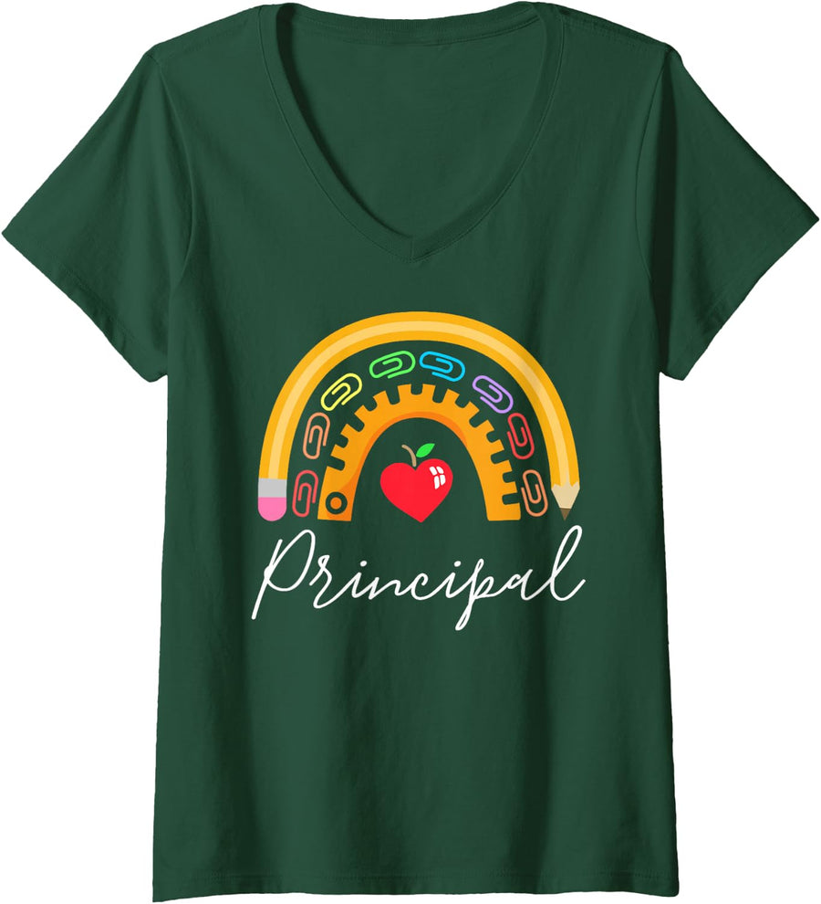 Women's World Changer School Principal Appreciation Week Ideas Crew V-Neck T-Shirt - Dark Green