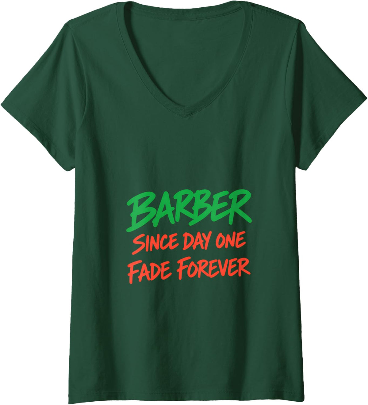 Women's Barber Since Day One Fade Forever Hair Stylist Hair Salon V-Neck T-Shirt - Dark Green