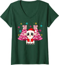 Women's Matching Christmas Goat Lovers Kids Boys Girls Xmas Party V-Neck T-Shirt - Dark Green