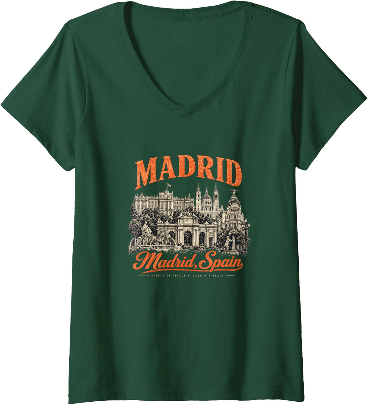 Women's Spain Madrid Spanish Souvenir España Flag Reminder V-Neck T-Shirt - Dark Green