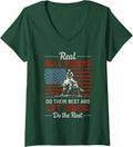 Women's Rodeo Riding Bull Riders for Christ V-Neck T-Shirt - Dark Green