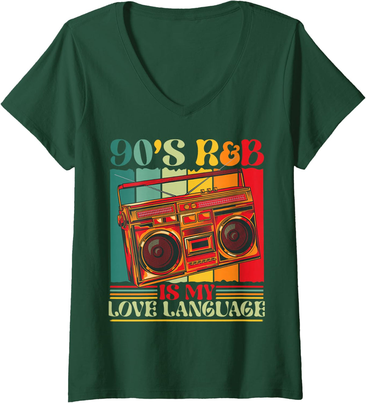Women's 90's R&B Music for Men Women Girl RNB Lover V-Neck T-Shirt - Dark Green