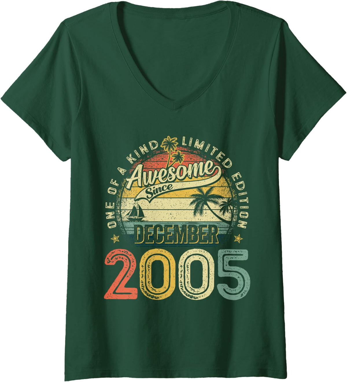Women's 21 Years Old Awesome December 2005 Vintage 21st Birthday Men V-Neck T-Shirt - Dark Green