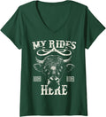 Womens Bull Riding PBR Rodeo Bull Riders Cowboys Western Ranch V-Neck T-Shirt - Dark Green