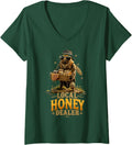 Women's Local Honey Dealer Beekeeping Honey Bees Beekeeper V-Neck T-Shirt - Dark Green