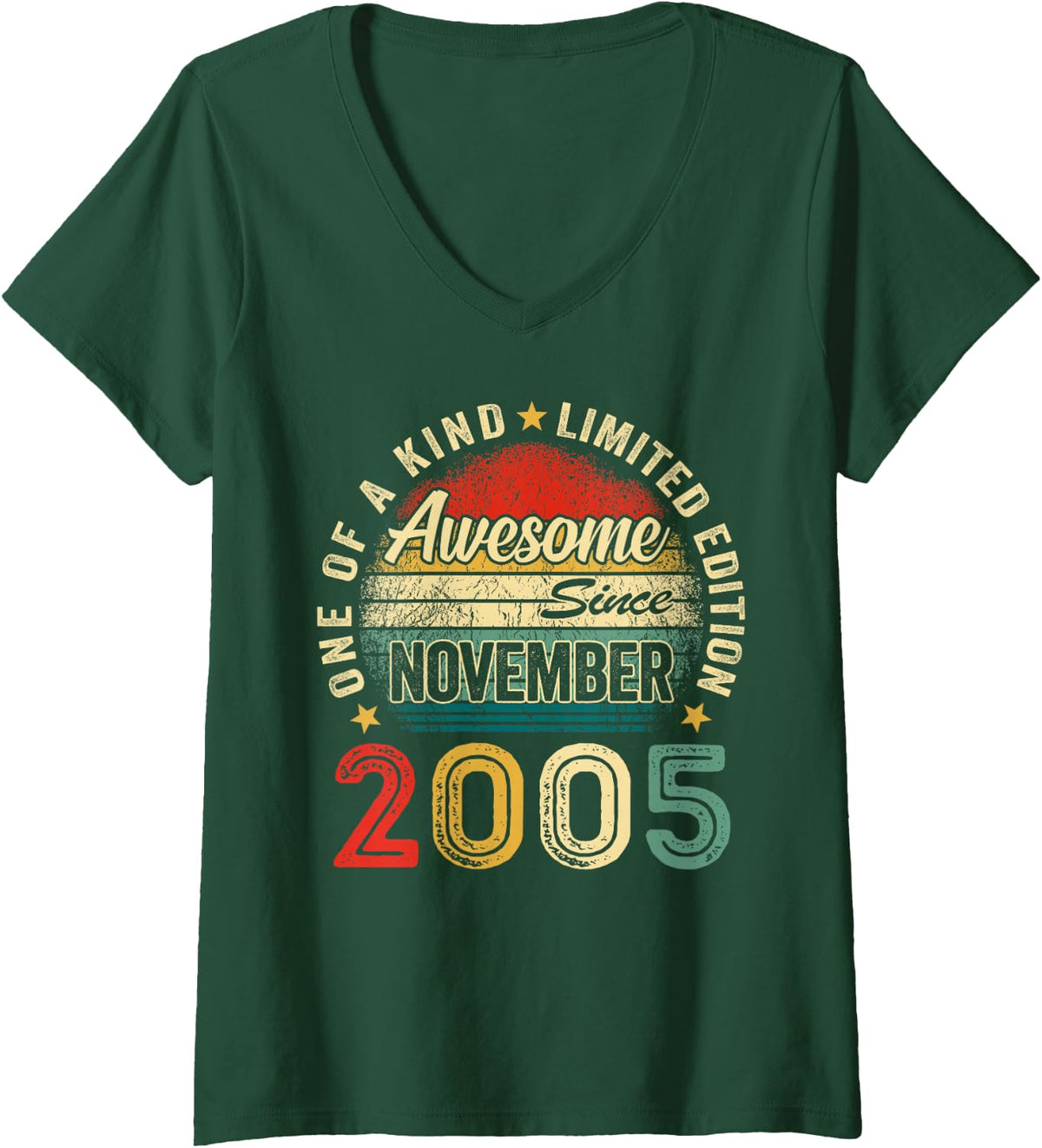 Women's Retro 21 Years Old Vintage November 2005 21st Birthday Men V-Neck T-Shirt - Dark Green