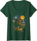 Women's Doberman Pinscher Kitten Cat Lover V-Neck T-Shirt - Dark Green
