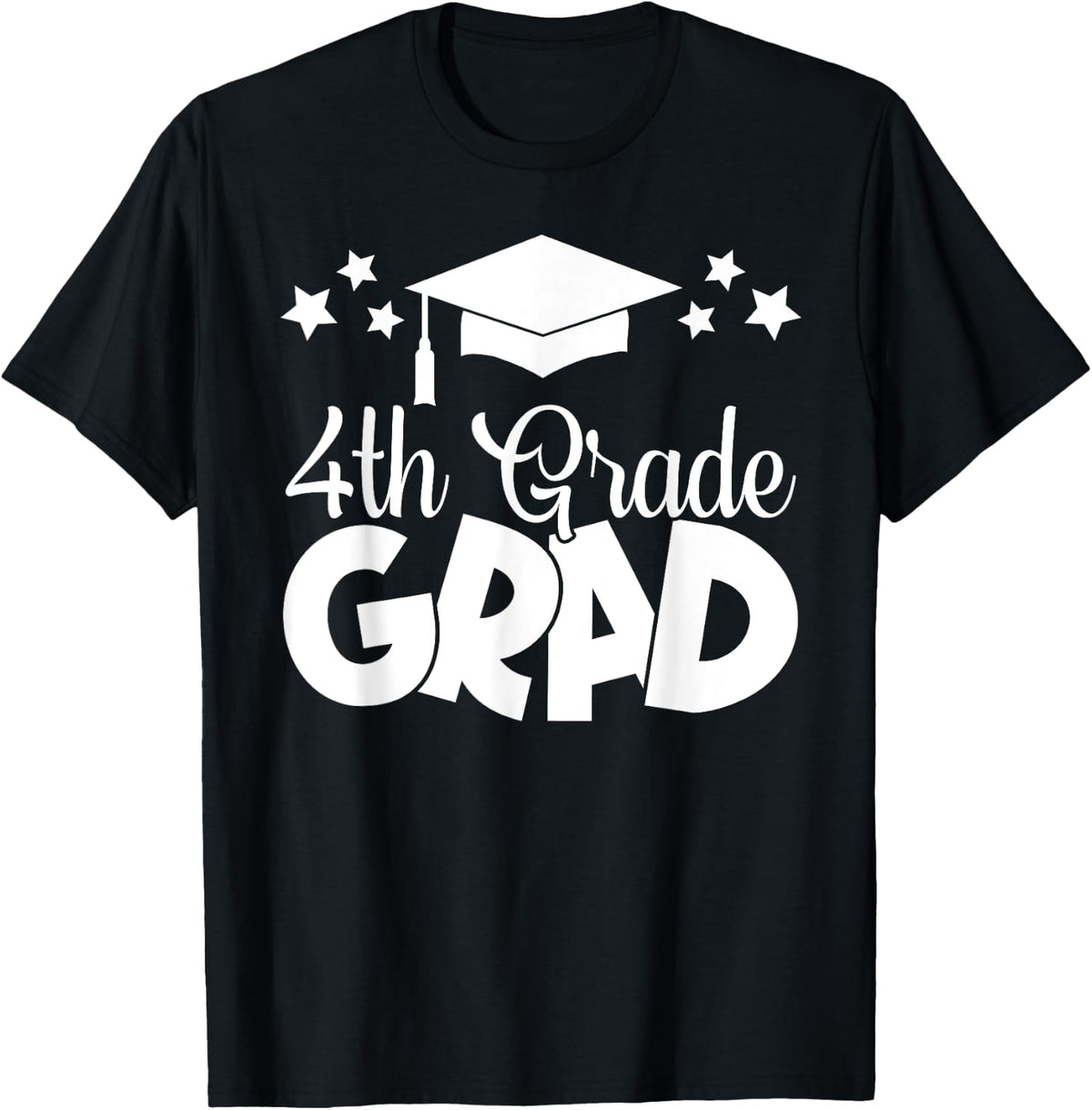 4th Grade Grad 2024 Gifts Boys Girls Graduation Cap, Gown T-Shirt - Black