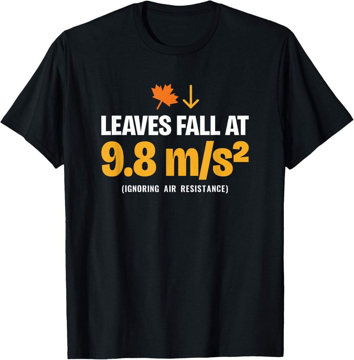 Leaves Fall Physics Teacher Gravity Autumn Science Joke T-Shirt - Black