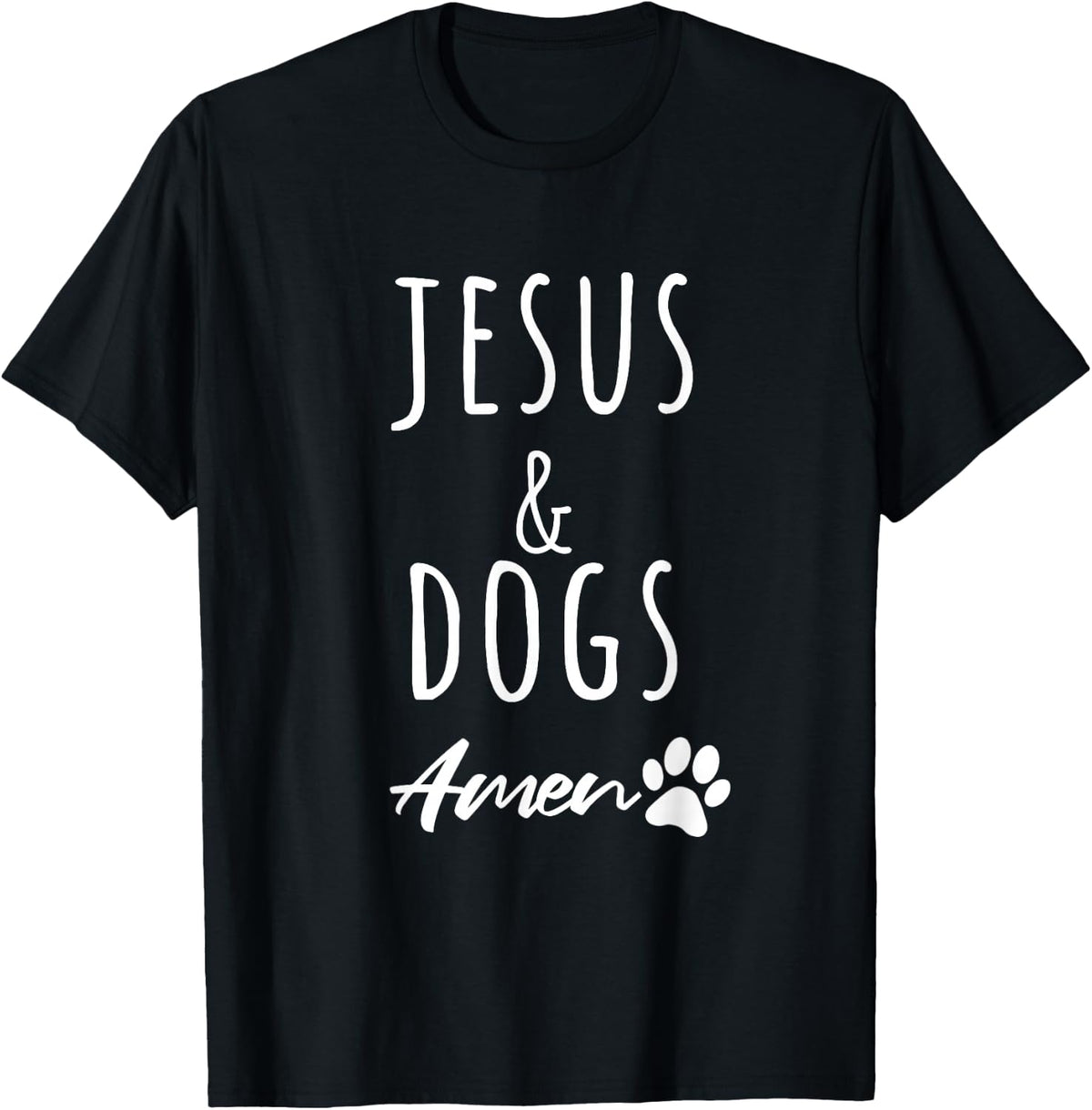 I Love Jesus Christ and Dogs Amen Funny Christian Dog Lover T-Shirt - Black