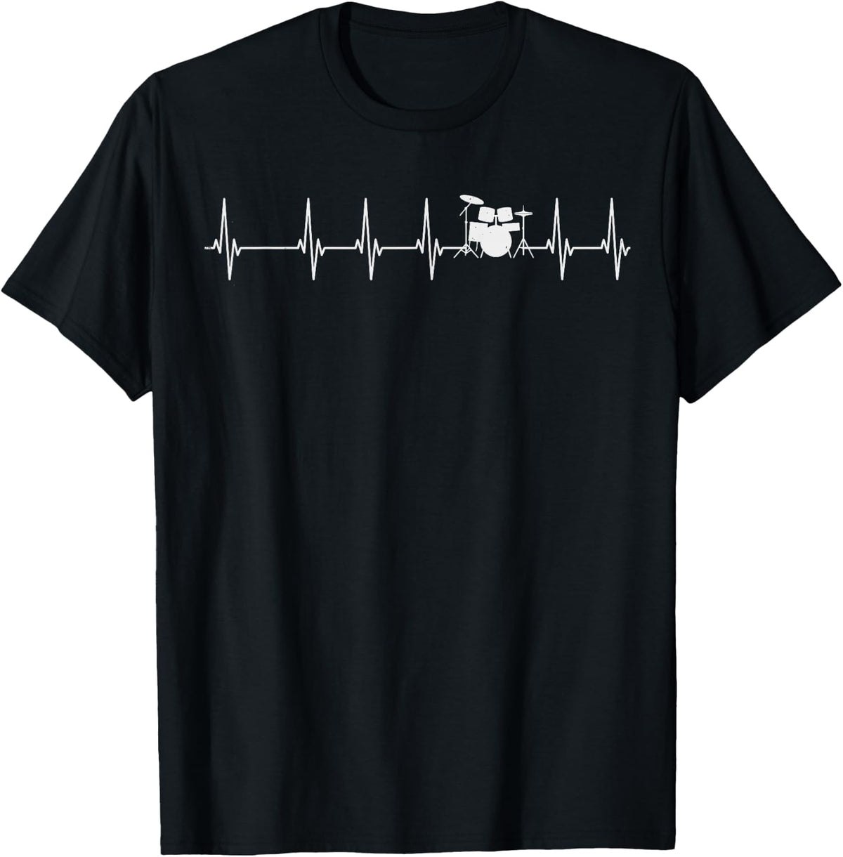 Vintage Heartbeat Drummer Drum Set Drums Musician Music Band T-Shirt - Black