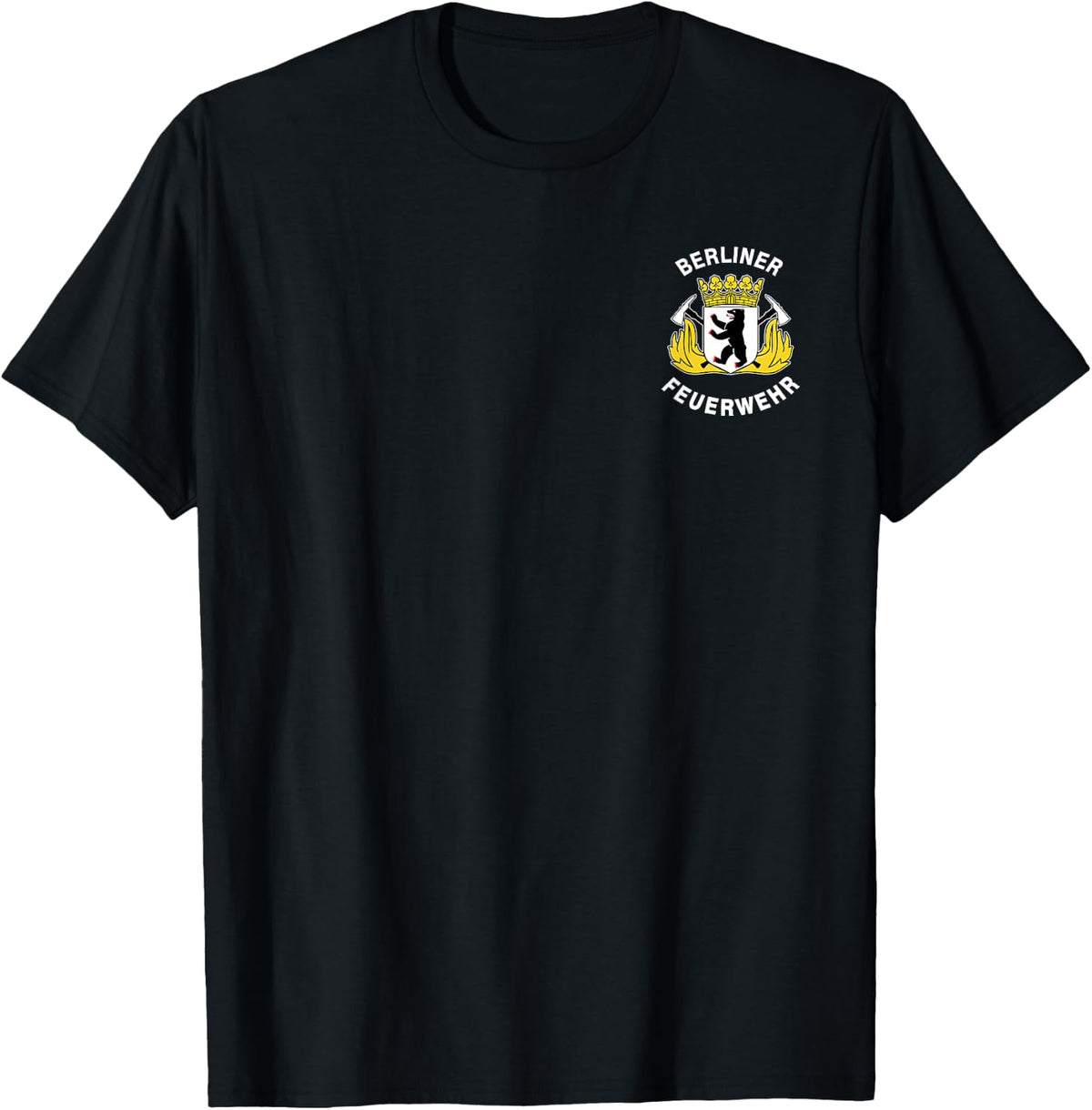 Germany Berlin Fire Services Berliner Feuerwehr Firefighter T-Shirt - Black