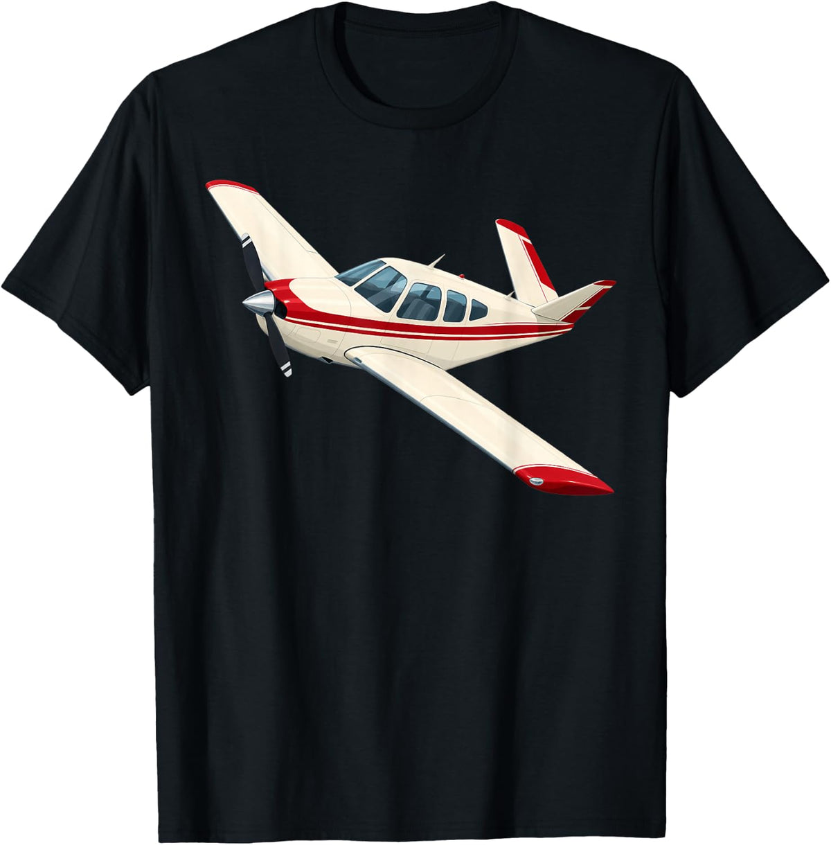Bonanza Airplane in Flight T-Shirt - Black