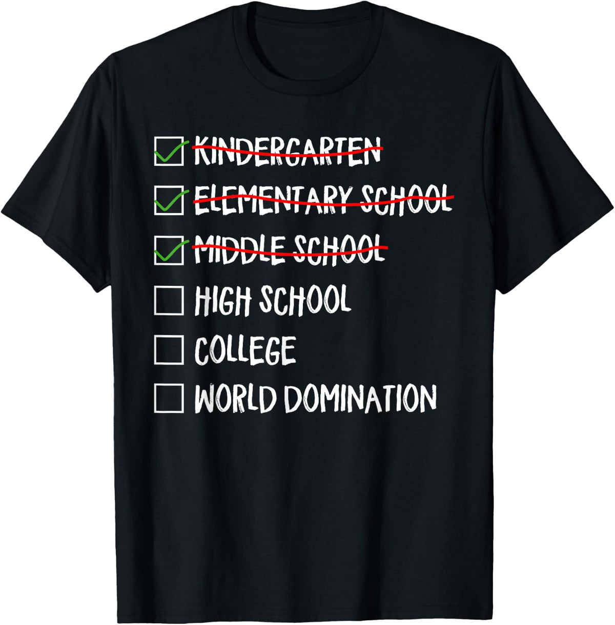 Kindergarten Elementary School Middle School 2027 Graduation T-Shirt - Black