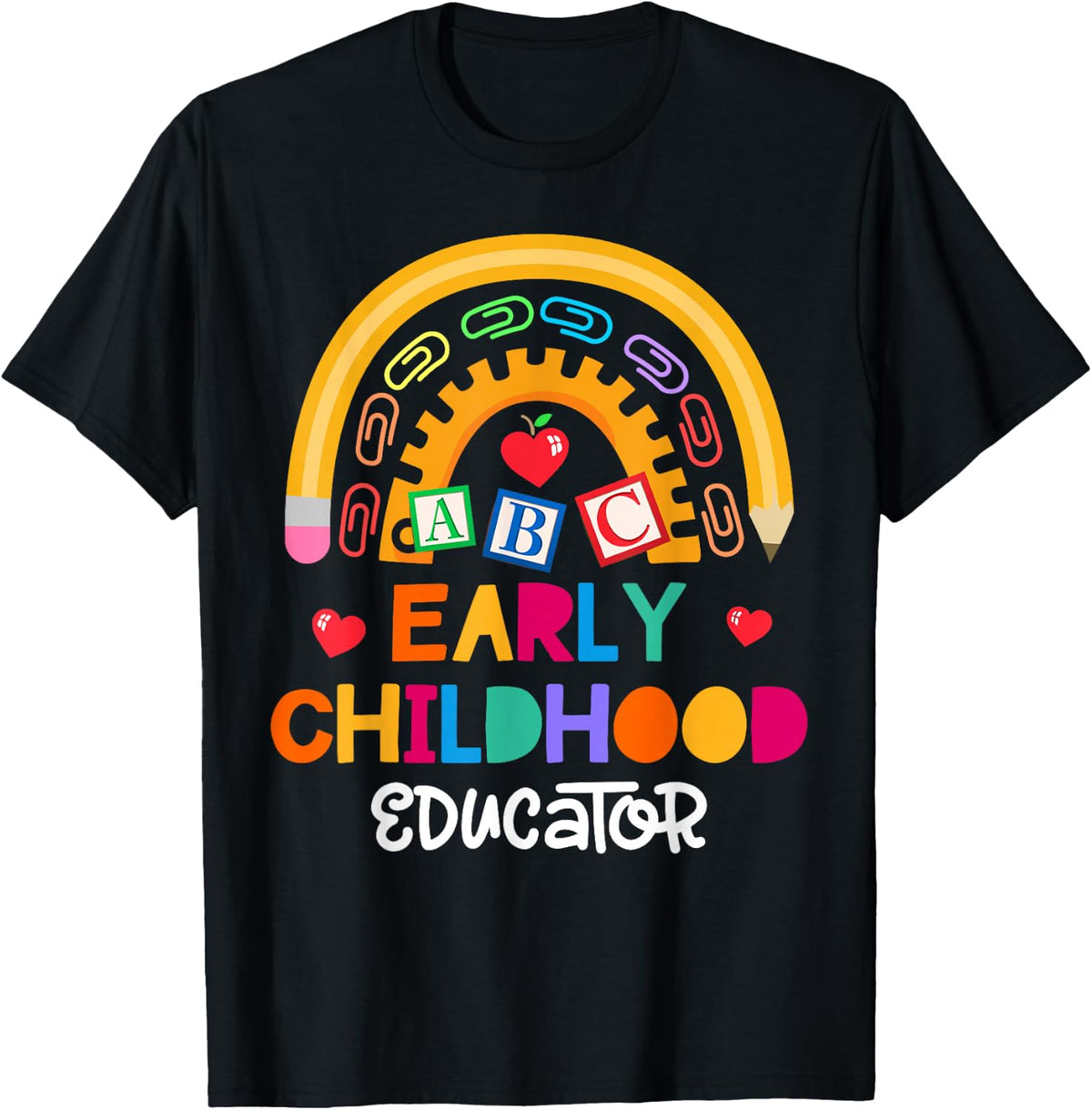 Teacher Early Childhood Educator Preschool Head Start Crew T-Shirt - Black
