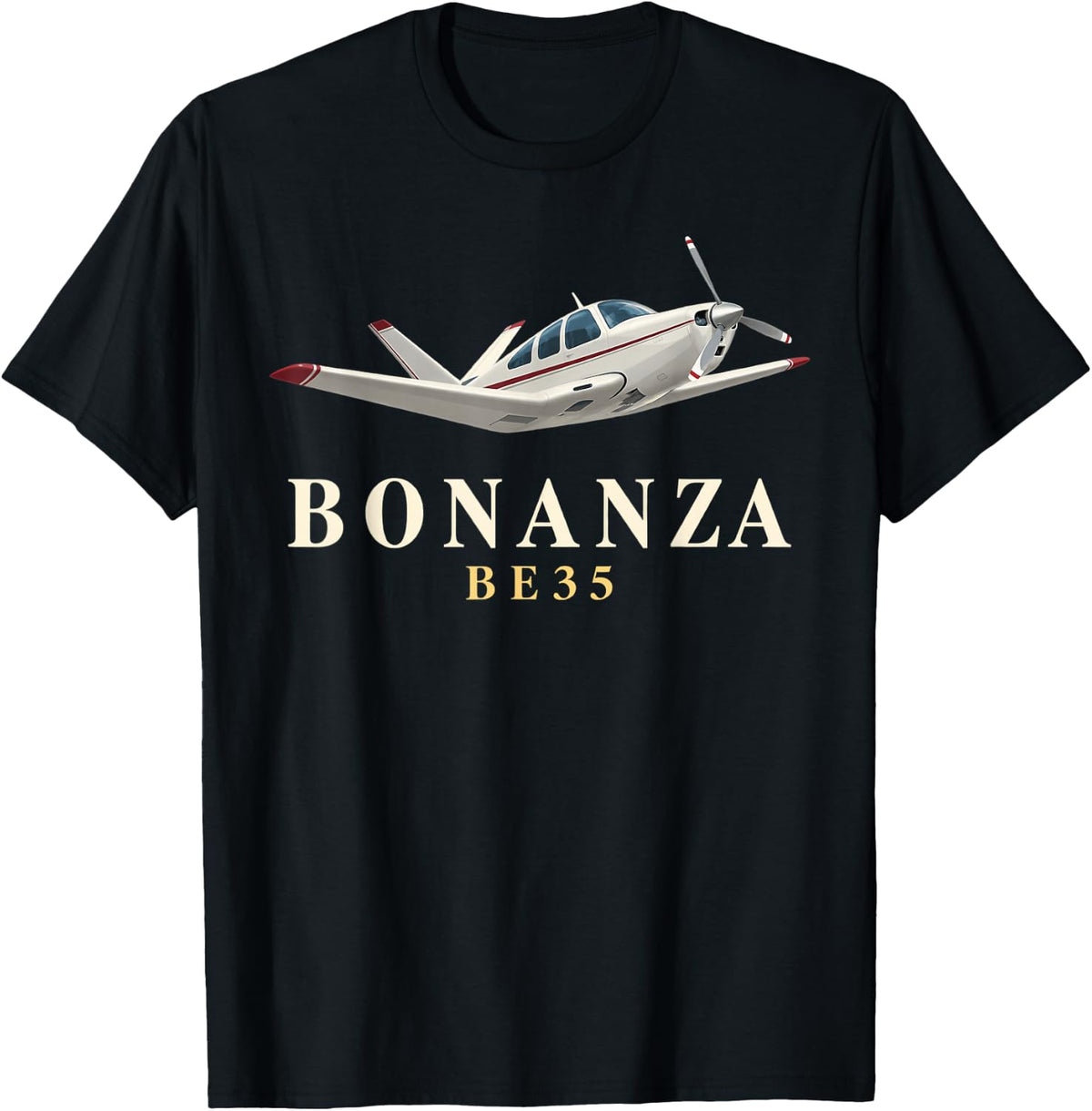 Bonanza Be35 Airplane T-Shirt - Black