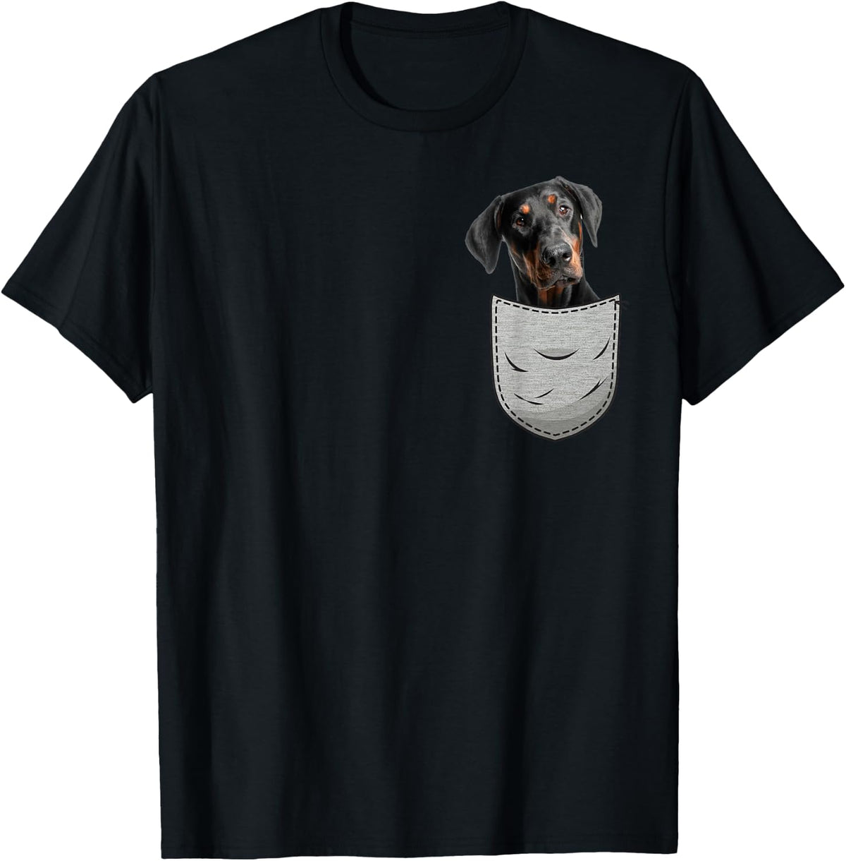 Dobie Dobermann Pinscher Pocket Lovers Chest Bag T-Shirt - Black