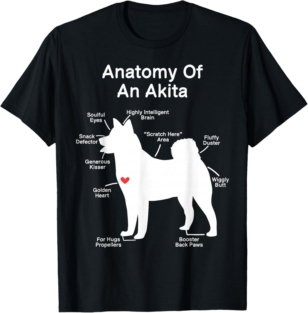 Anatomy of an Akita Dog T-Shirt Tee for American Akita Inu Lovers - Black