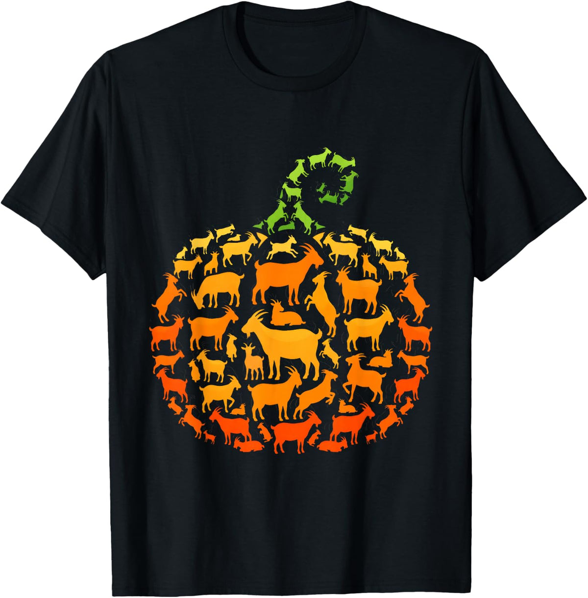 Goat Silhouette Pumpkin Collage Halloween T-Shirt - Black