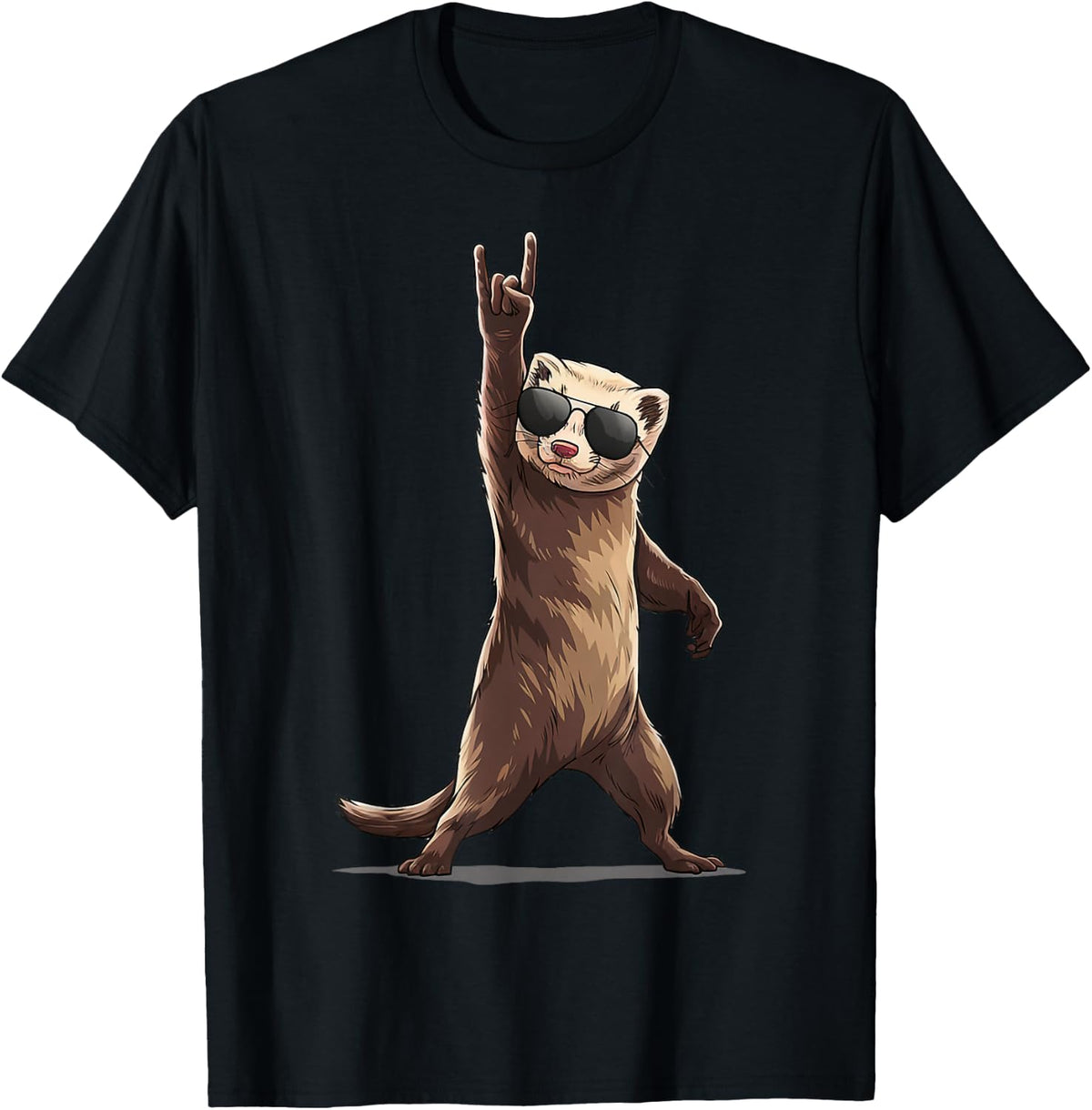 Ferret Rock On Funny Rock and Roll Gifts for Men Women Kid T-Shirt - Black